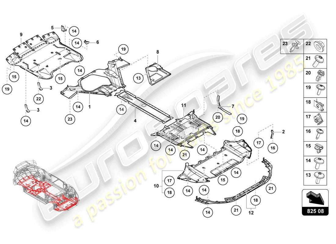 lamborghini sto (2023) panneau de garniture pour section inférieure du cadre schéma des pièces