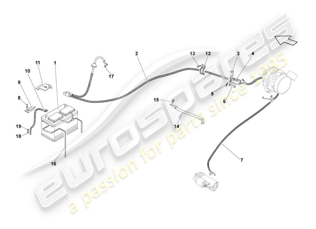 lamborghini gallardo coupe (2004) batterie schéma des pièces