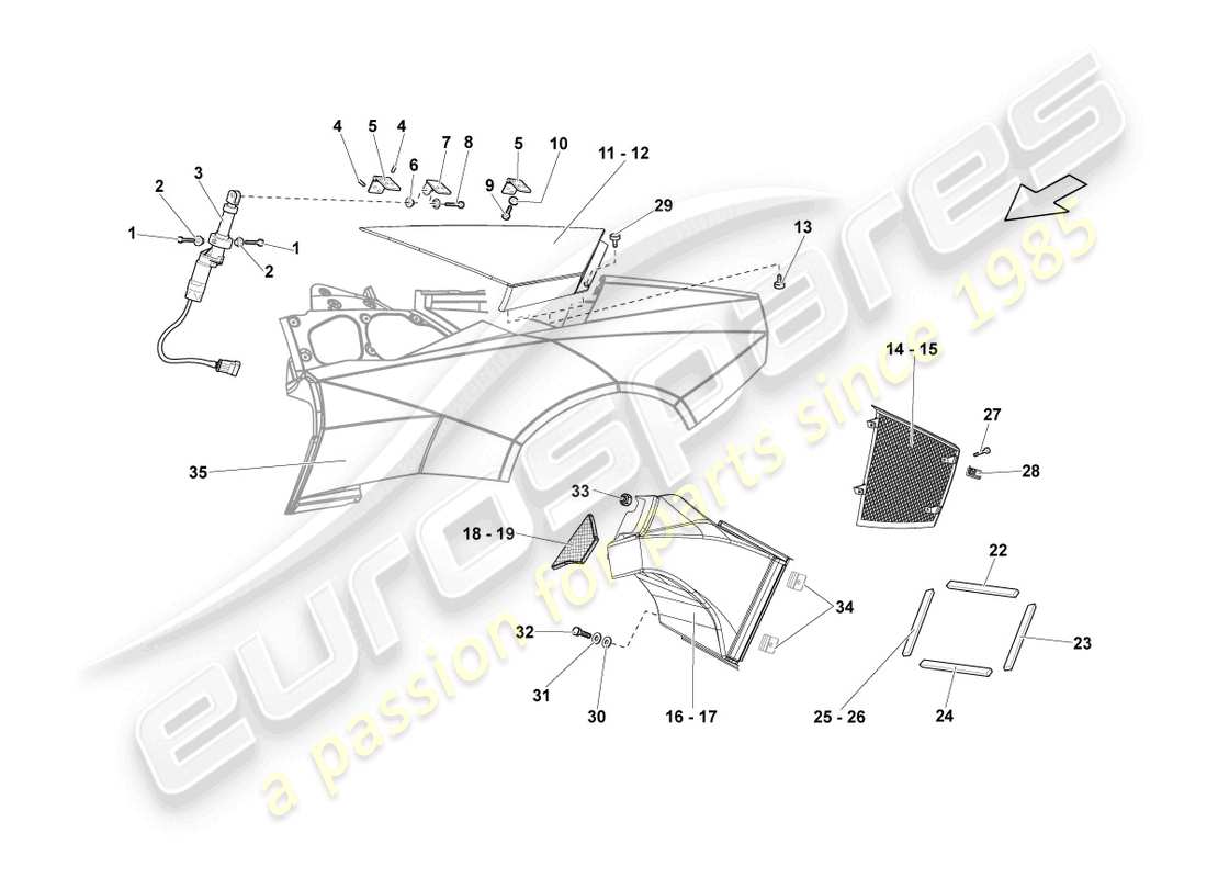 lamborghini reventon roadster garniture de panneau latéral schéma des pièces