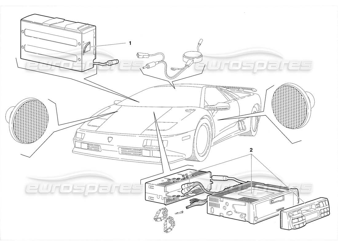 lamborghini diablo se30 (1995) ensemble radio (valable pour les états-unis - janvier 1995) schéma des pièces