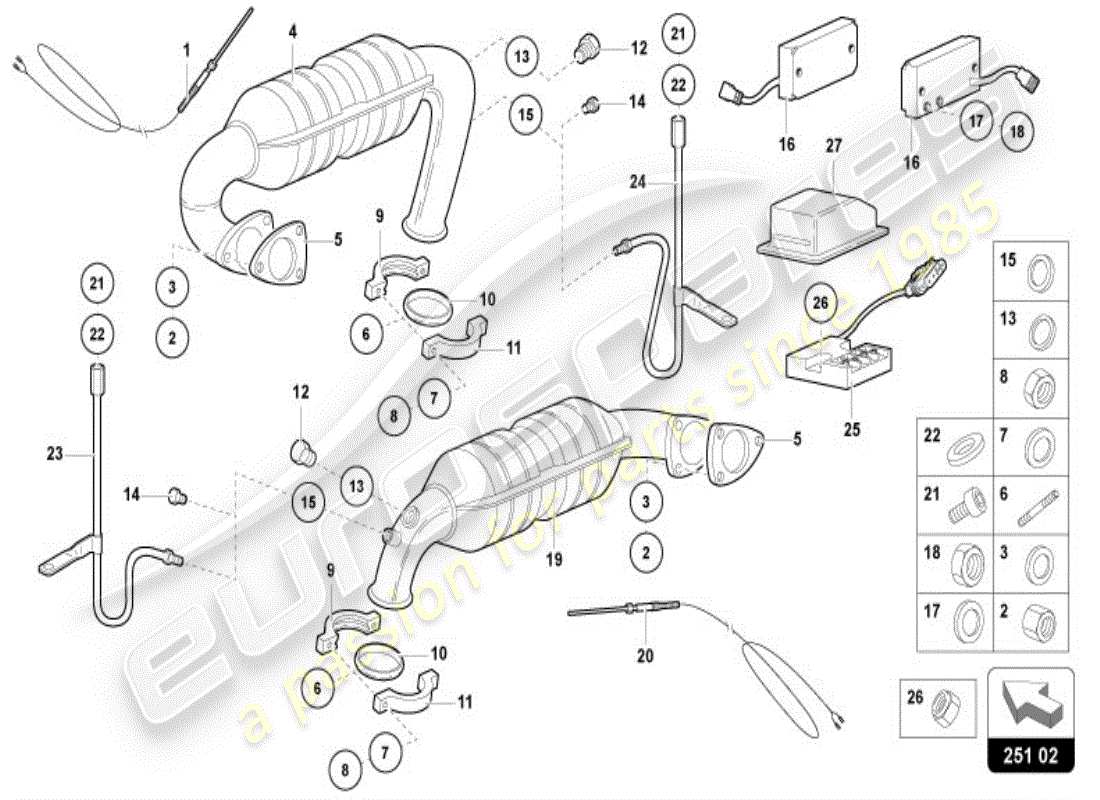 lamborghini diablo vt (1996) convertisseur catalytique schéma des pièces