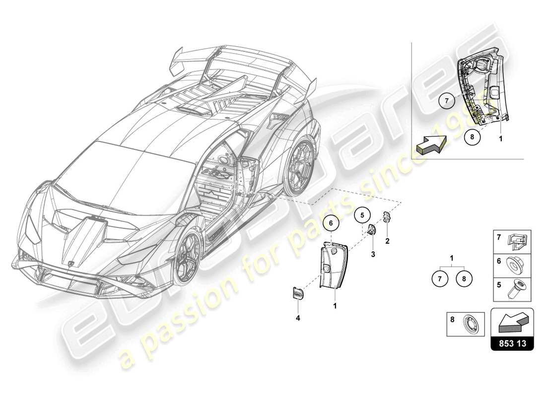 lamborghini sto (2022) plaque de recouvrement pour longeron latéral schéma des pièces