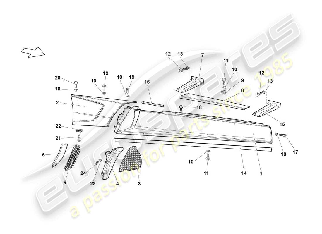 lamborghini lp640 coupe (2010) membre latéral droit schéma des pièces