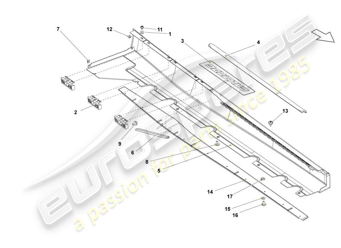 lamborghini gallardo coupe (2004) garniture de membre latéral schéma des pièces