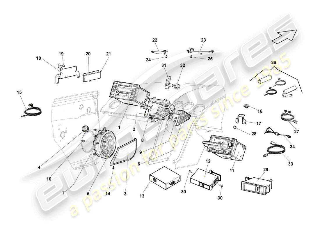 lamborghini gallardo coupe (2006) unité de commande pour infor schéma des pièces
