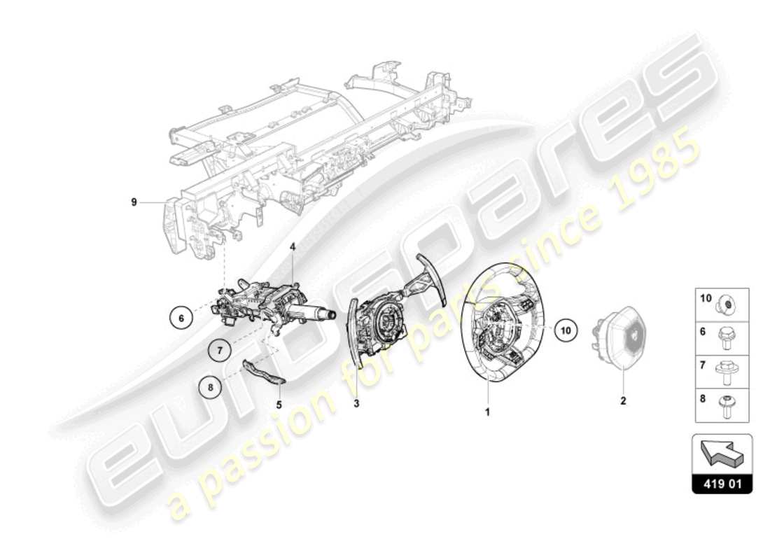 lamborghini sterrato (2024) système de direction schéma des pièces