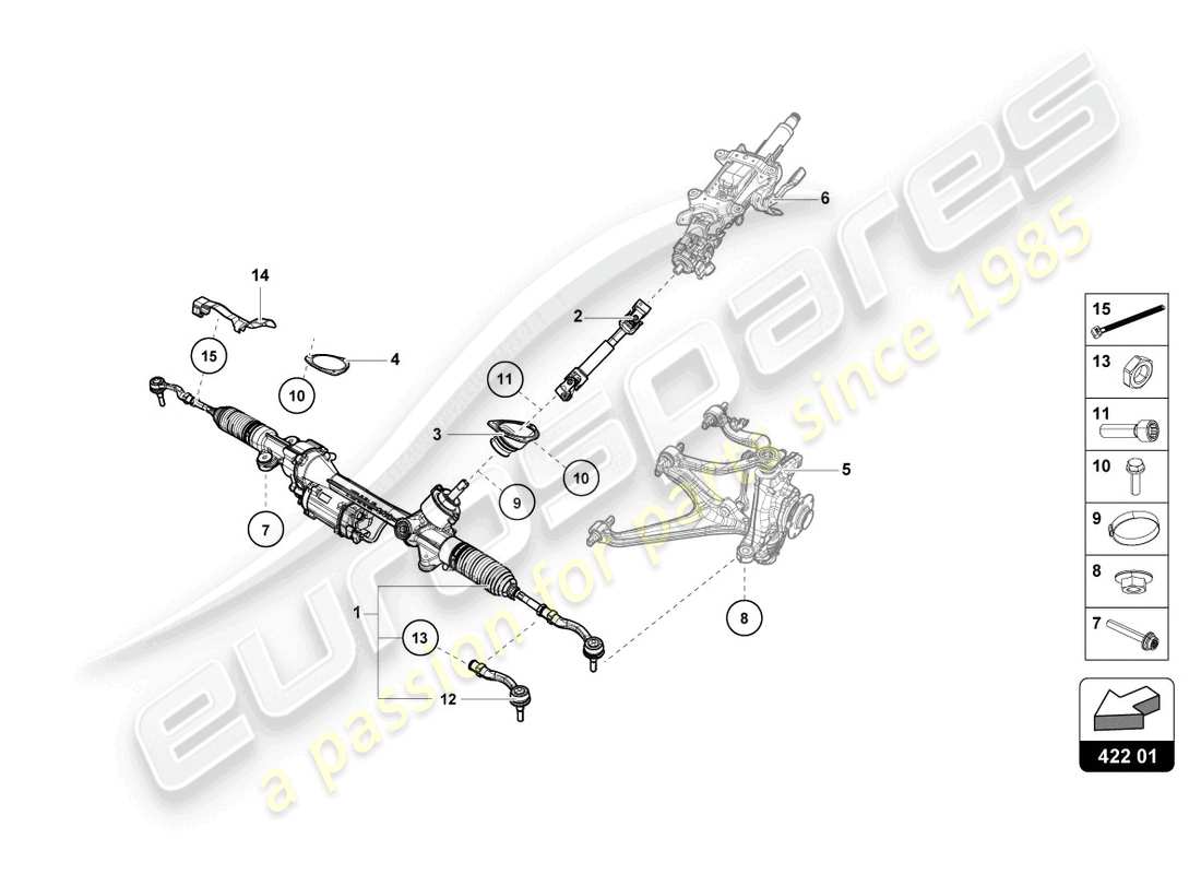 lamborghini evo coupe 2wd (2023) direction assistée schéma des pièces