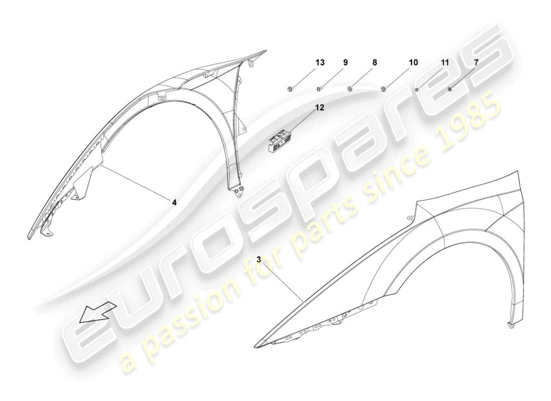 lamborghini blancpain sts (2012) schéma des pièces de l'aile avant
