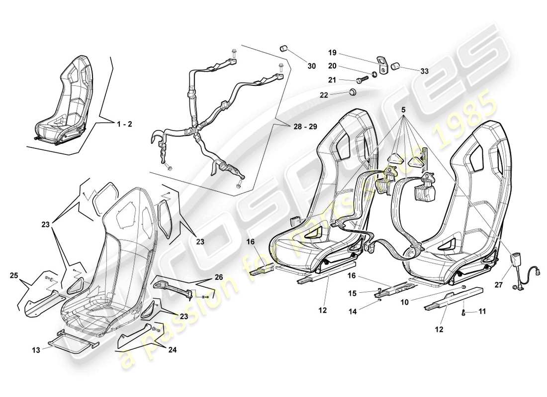 lamborghini lp640 roadster (2007) siege, complet diagramme de pièce