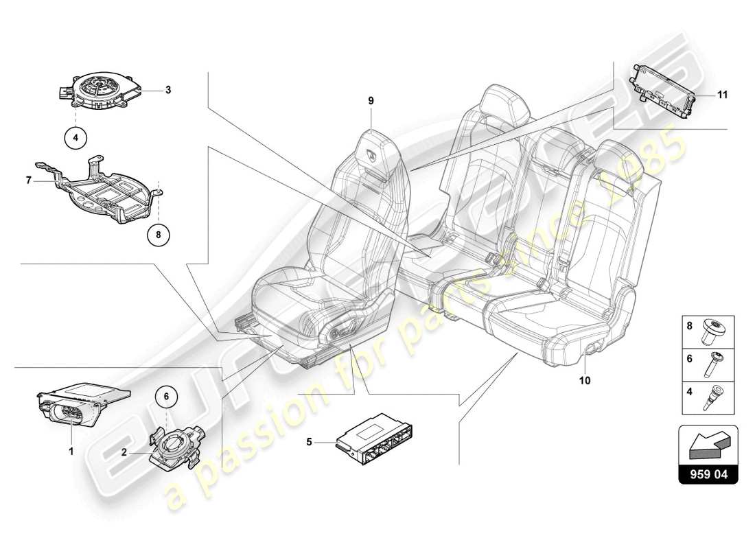lamborghini urus (2019) unité de commande pour capteur d'occupation de siège schéma des pièces