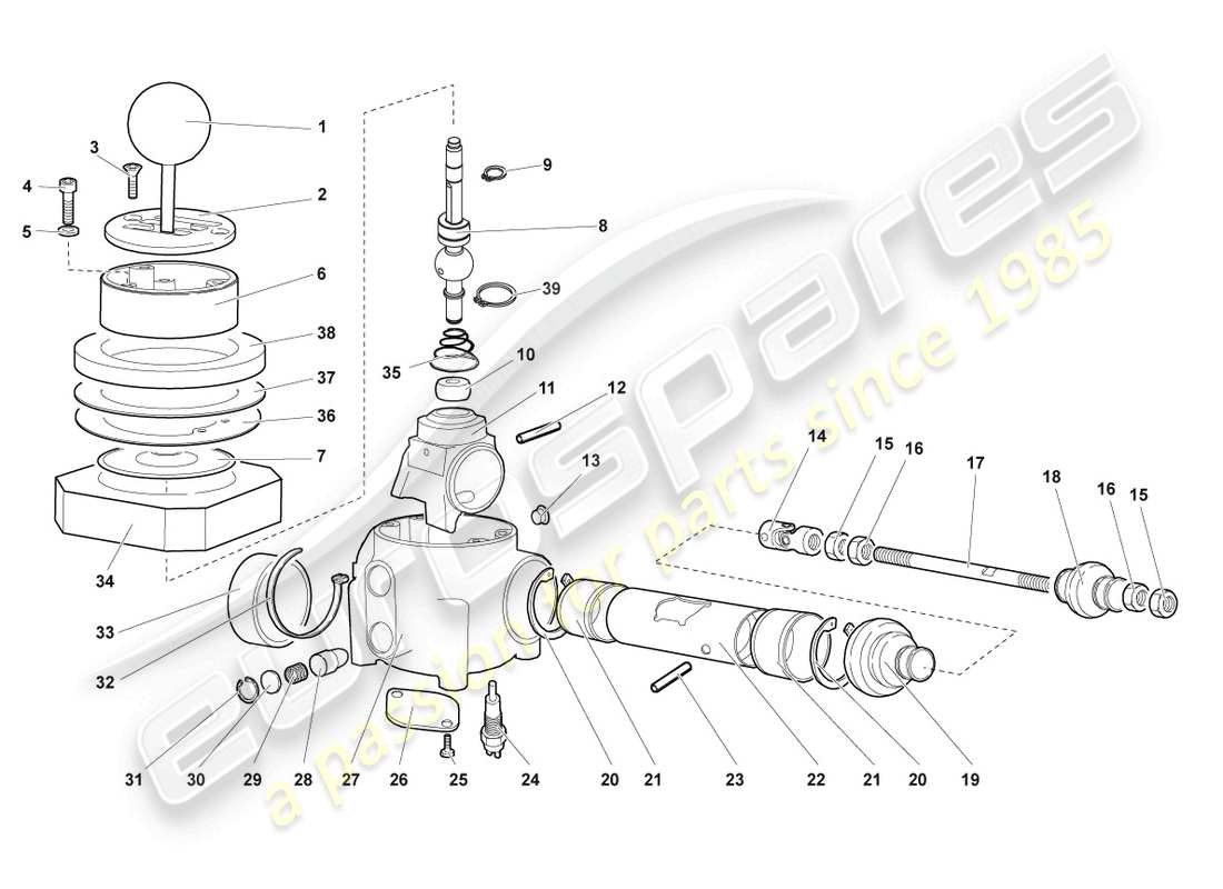 lamborghini lp640 roadster (2007) fixation pour mécanisme de changement de vitesses schéma des pièces