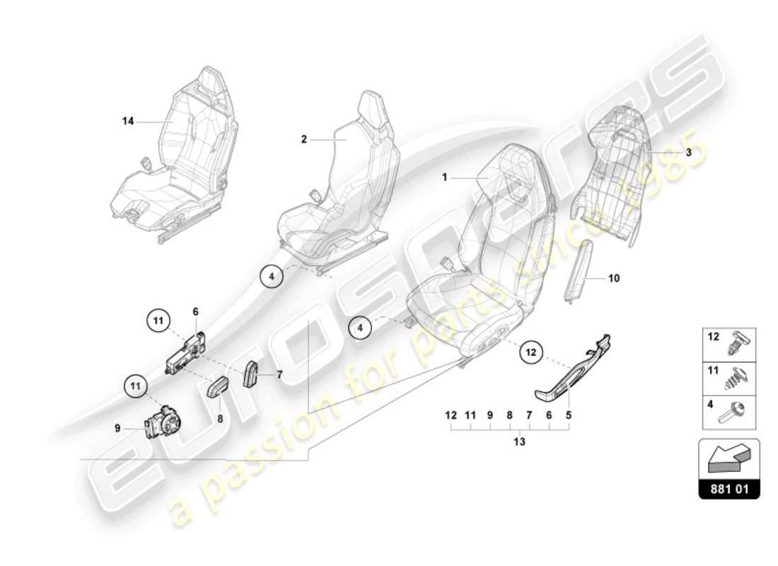 lamborghini tecnica (2023) seat schéma des pièces