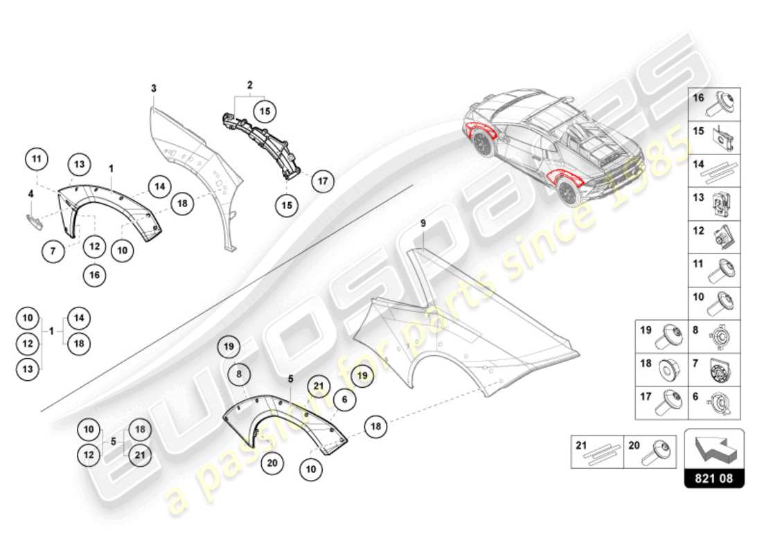 lamborghini sterrato (2024) garniture de logement de roue schéma des pièces