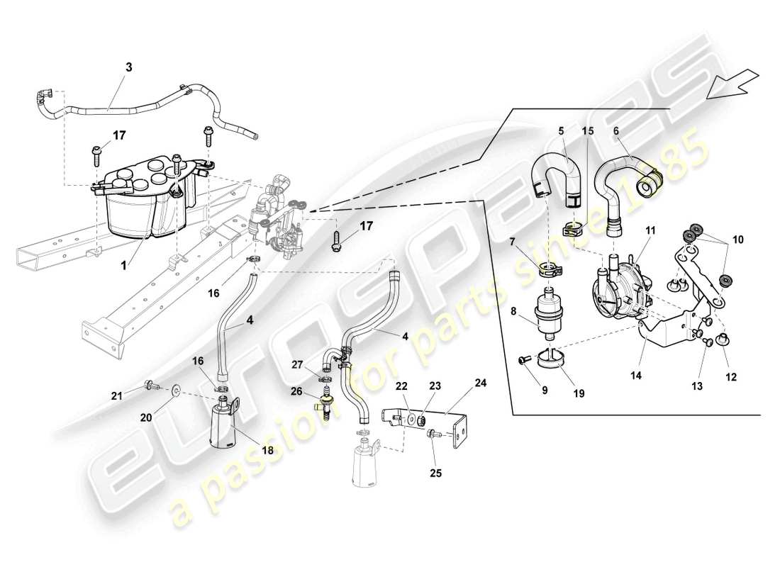 lamborghini blancpain sts (2013) système de filtre à charbon actif schéma des pièces