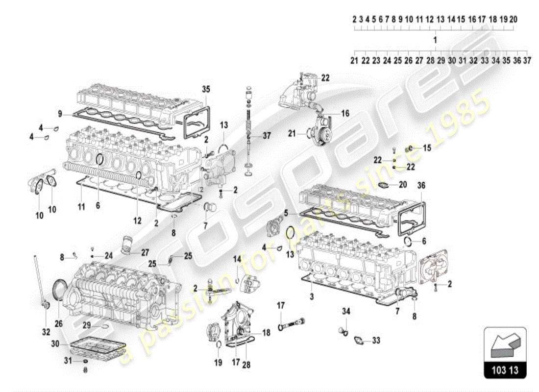 lamborghini diablo vt (1999) kit de joints moteur schéma des pièces