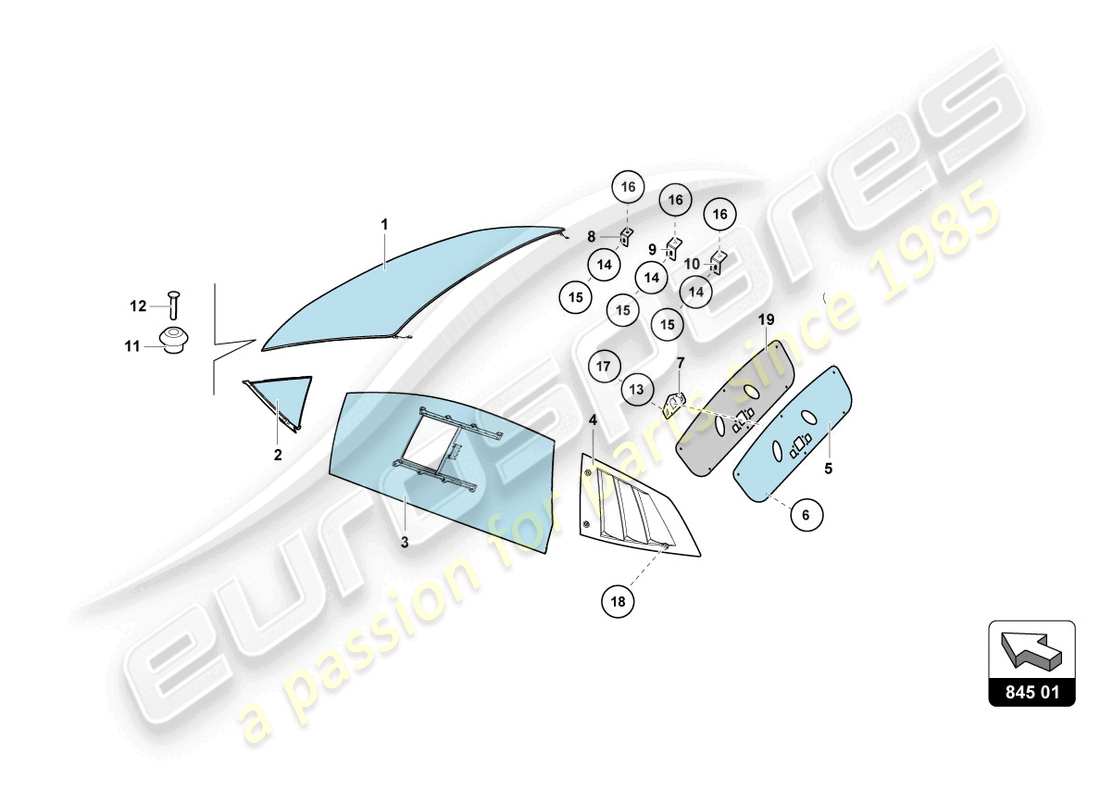 lamborghini super trofeo evo 2 (2022) diagramme de pièces windows