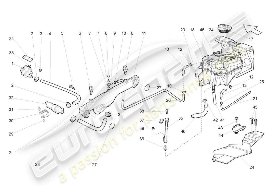 lamborghini lp560-2 coupe 50 (2014) pompe de refroidissement supplémentaire schéma des pièces