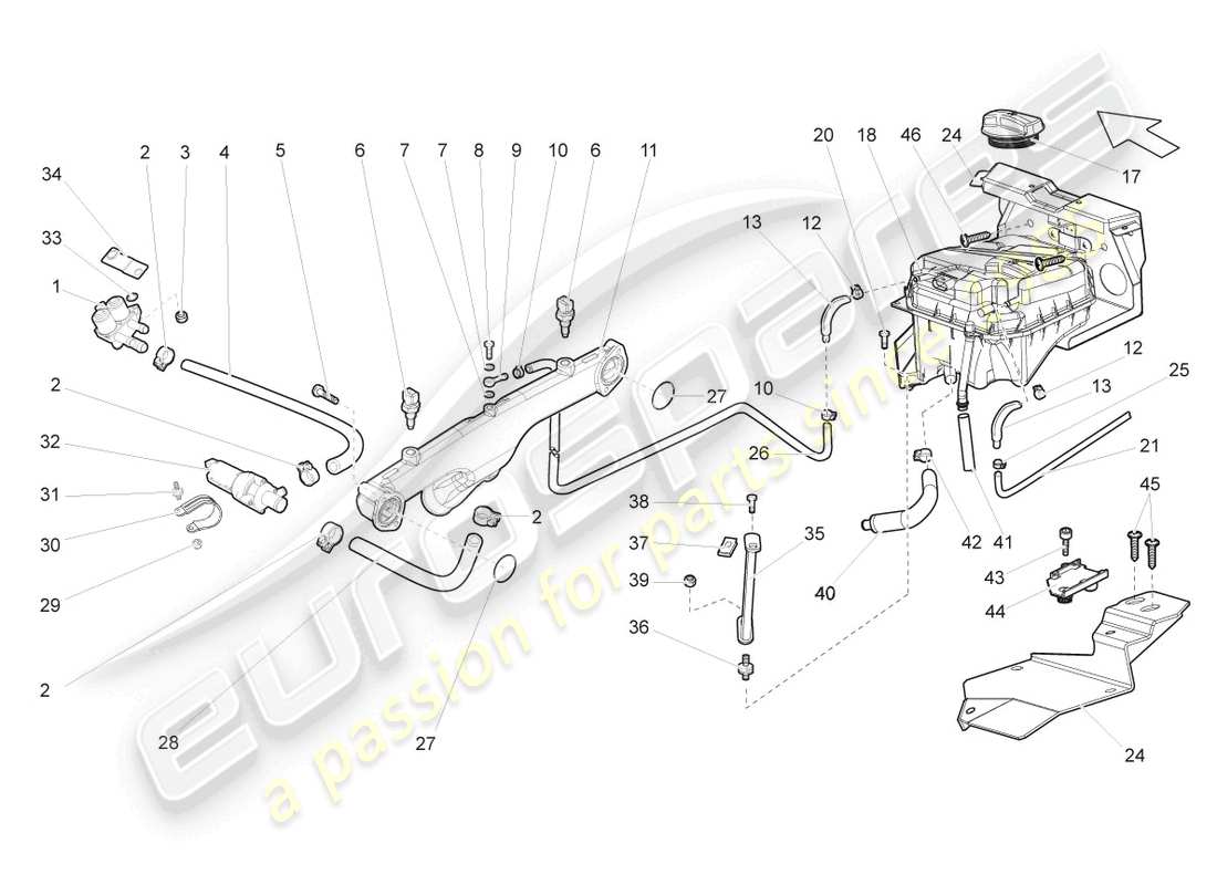 lamborghini gallardo spyder (2008) pompe de refroidissement supplémentaire schéma des pièces