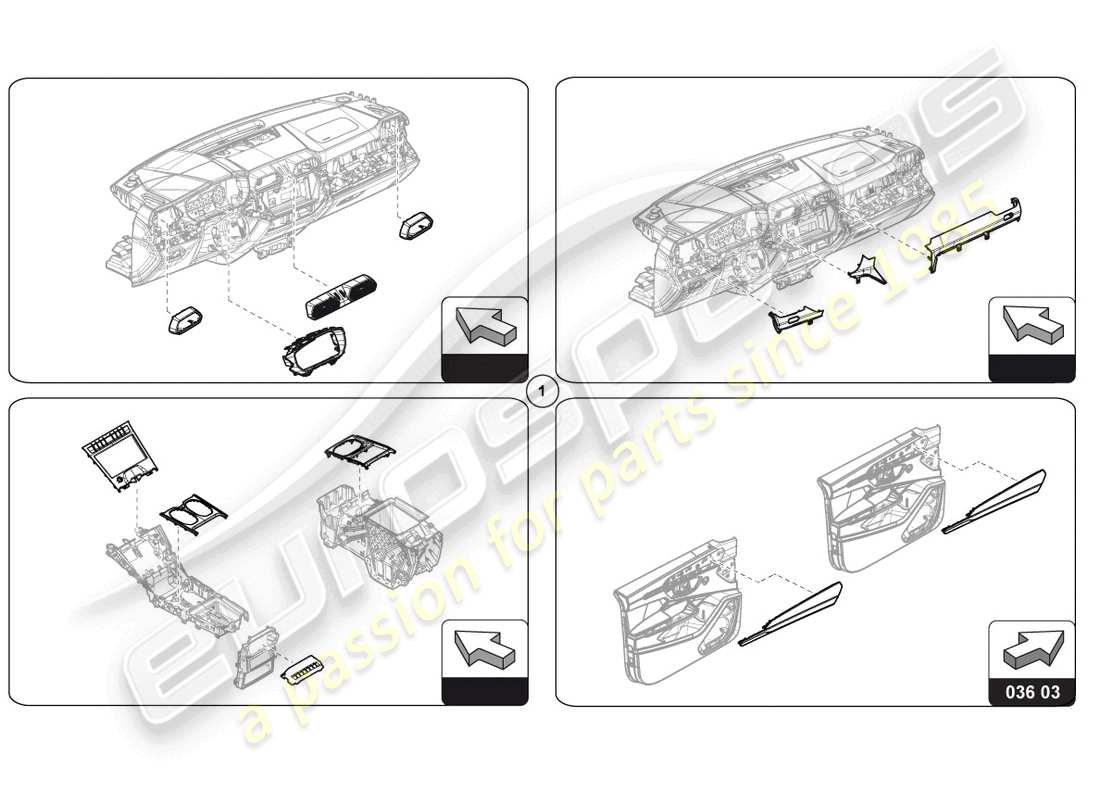 lamborghini urus s (accessories) diagramme des pièces de moulures