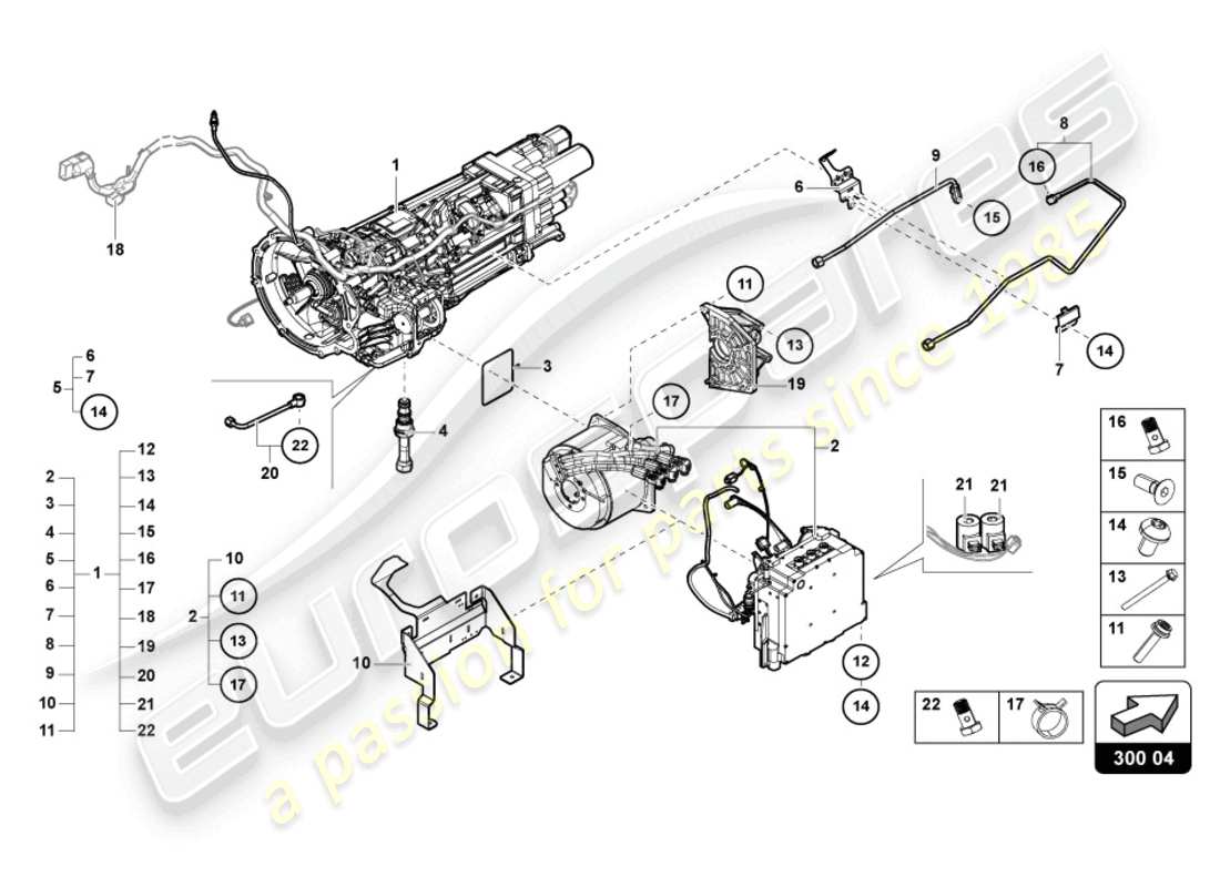 lamborghini countach lpi 800-4 (2022) schéma des pièces de la boîte de vitesses