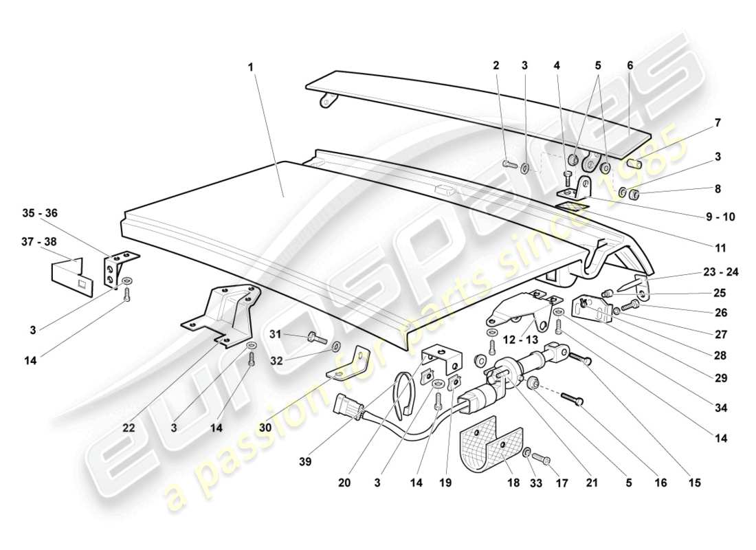 un schéma de pièces du catalogue de pièces lamborghini lp640 roadster (2010)