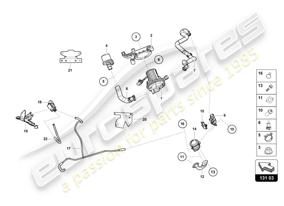 lamborghini tecnica (2024) pompe à air secondaire schéma des pièces