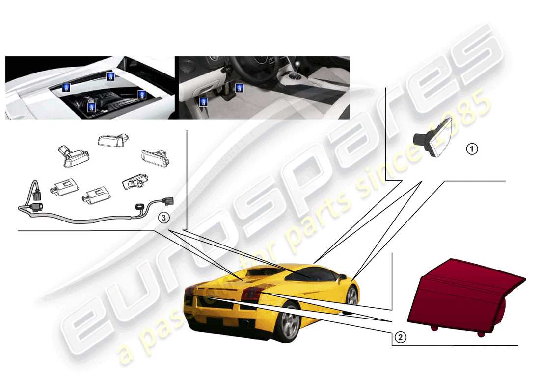 un schéma de pièces du catalogue de pièces lamborghini lp560-4 spyder fl ii (accessories)