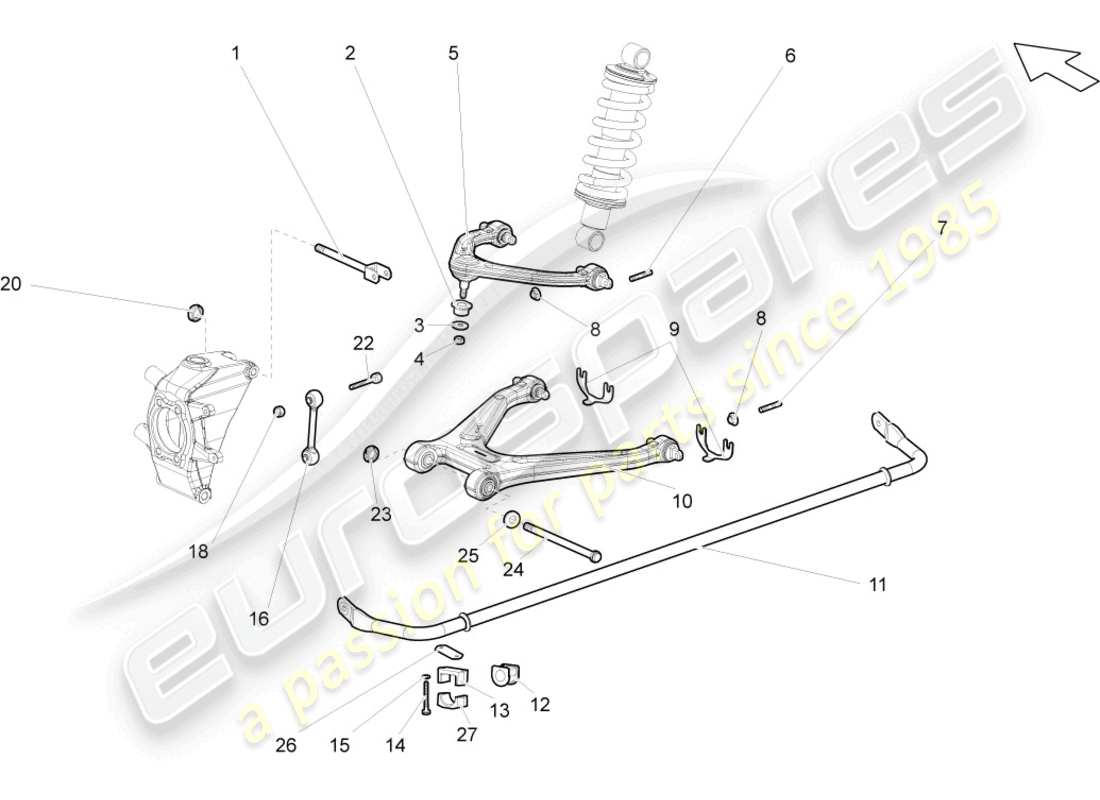 un schéma de pièces du catalogue de pièces lamborghini gallardo spyder (2008)
