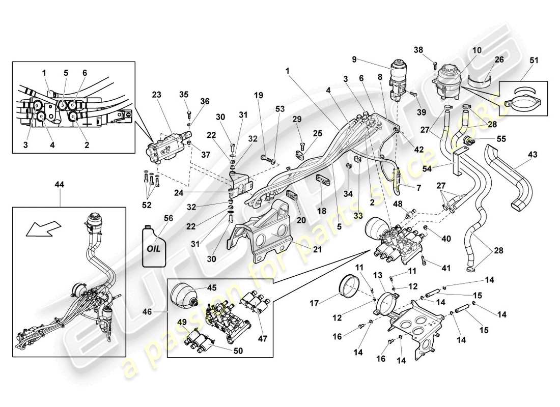 un schéma de pièces du catalogue de pièces du Lamborghini LP640 Coupé (2010)