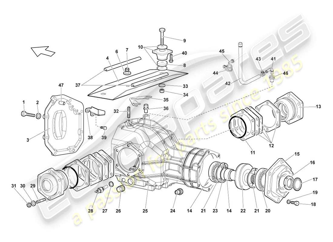 un schéma de pièces du catalogue de pièces du Lamborghini LP640 Coupé (2009)