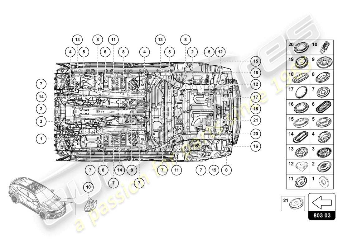 schéma de pièce contenant le numéro de pièce 4f0803593a