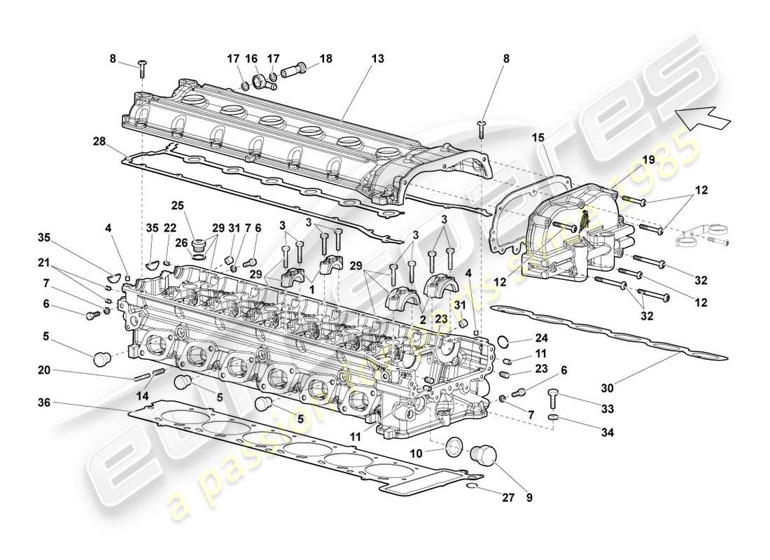 un schéma de pièces du catalogue de pièces lamborghini lp640 coupe (2009)