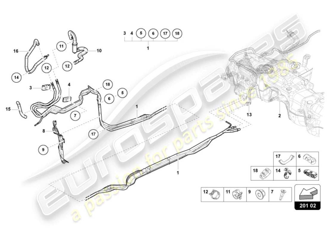 lamborghini urus (2019) 1 réglage des tuyaux de carburant schéma des pièces