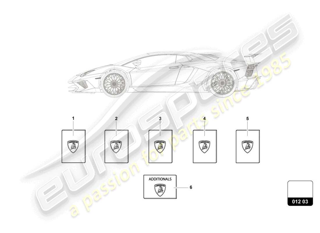 lamborghini countach lpi 800-4 (2022) 1 ensemble de la litterature du véhicule diagramme partiel