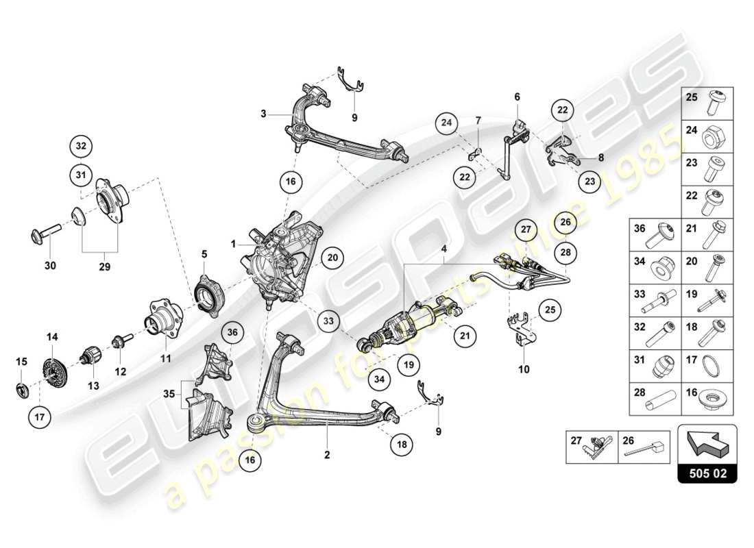 lamborghini 2023 (tecnica) guide arrière schéma des pièces