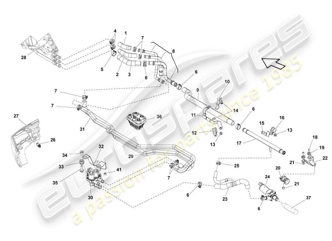 lamborghini blancpain sts (2013) durites et tuyaux de refroidissement schéma des pièces