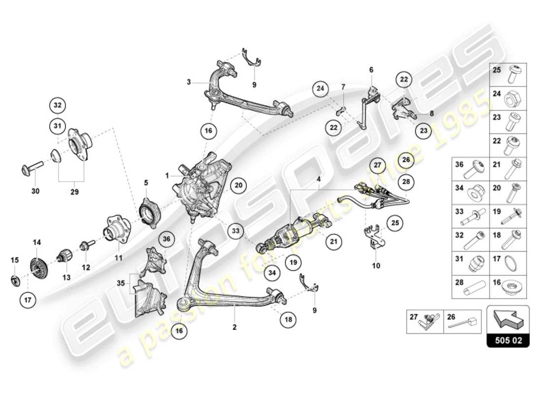 lamborghini evo spyder (2024) guide arrière schéma des pièces