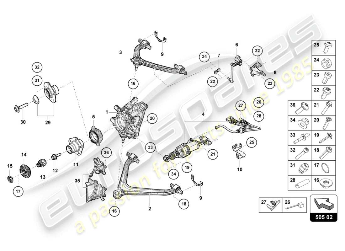lamborghini evo spyder (2022) guide arrière schéma des pièces