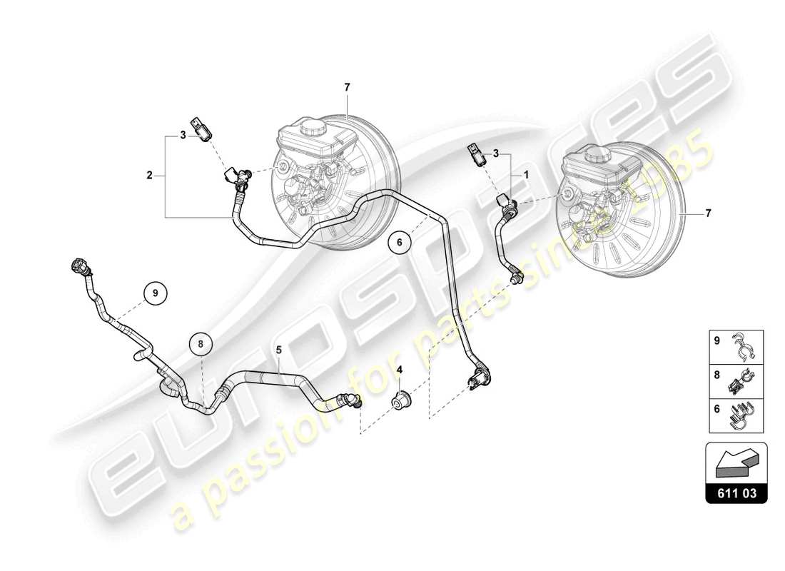 lamborghini urus (2021) tuyaux à vide pour servo de frein schéma des pièces