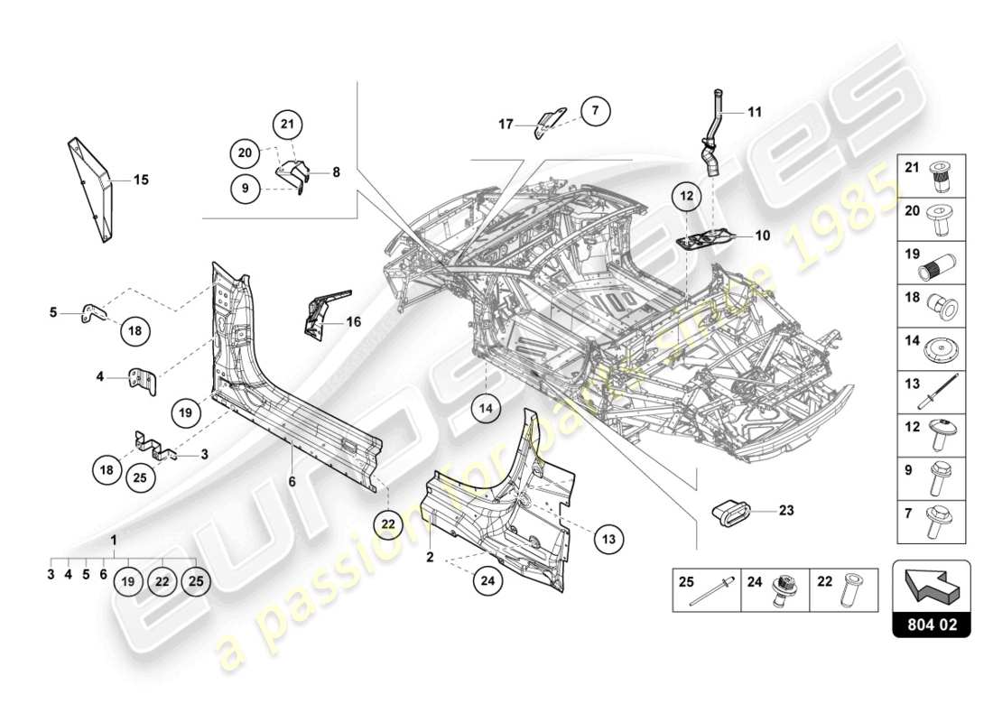 lamborghini evo spyder (2021) renforcement schéma des pièces