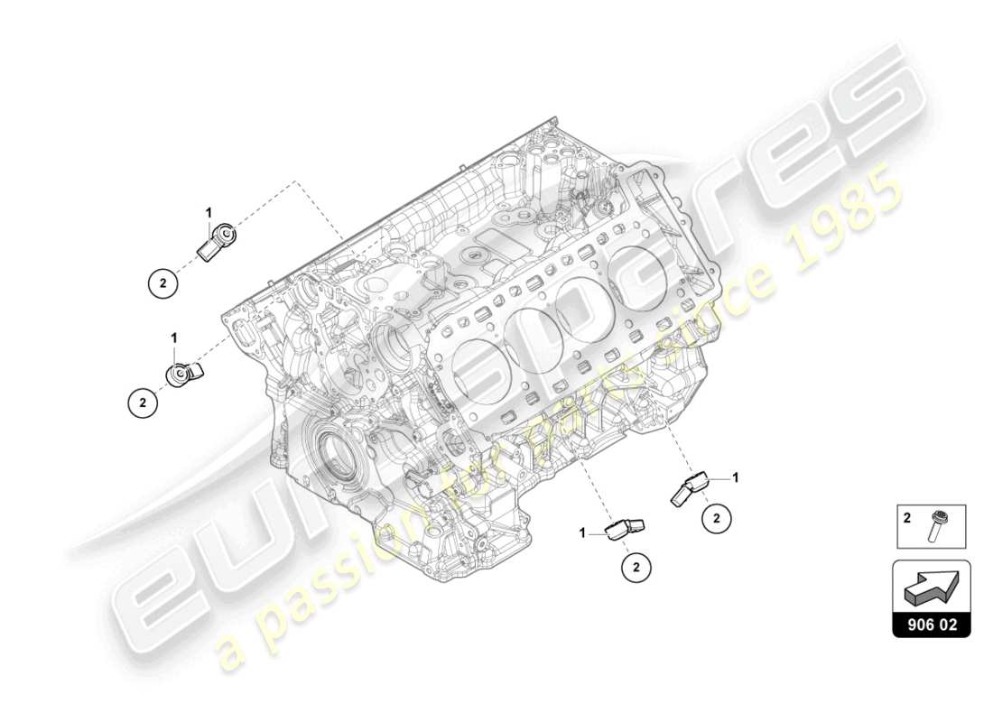 lamborghini urus performante (2024) diagramme des pièces du capteur de choc