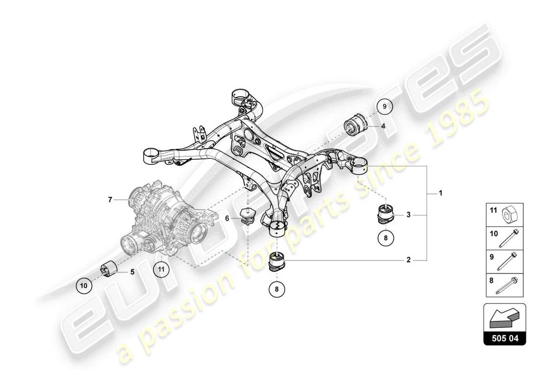 lamborghini urus performante (2023) sous-suspension schéma des pièces