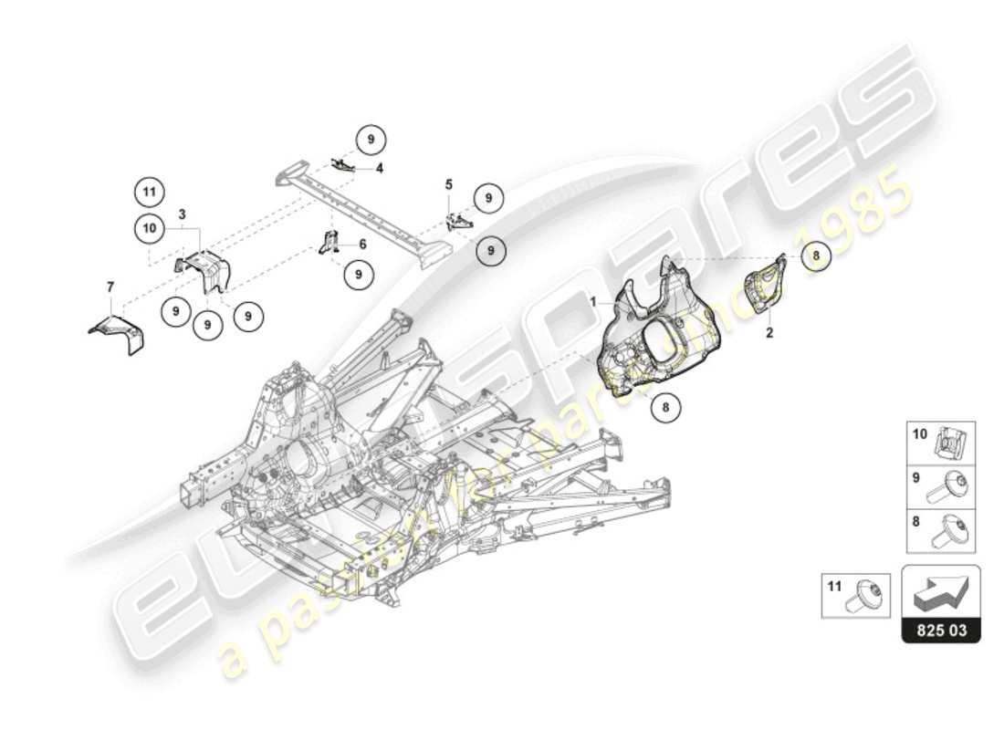 lamborghini revuelto coupe (2024) bouclier thermique schéma des pièces