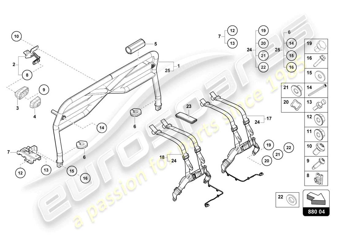 lamborghini 2023 (tecnica) roll bar schéma des pièces