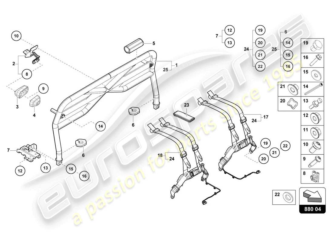 lamborghini tecnica (2023) roll bar schéma des pièces