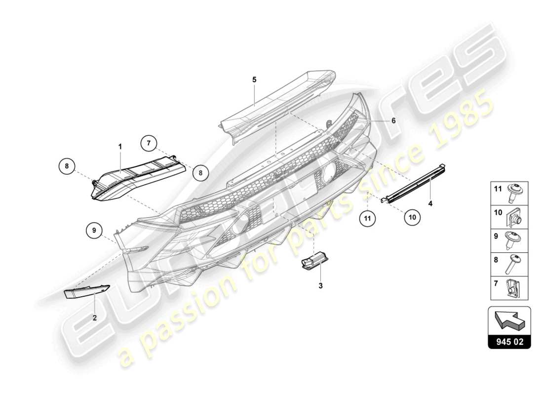 lamborghini evo spyder 2wd (2021) feu arrière schéma des pièces