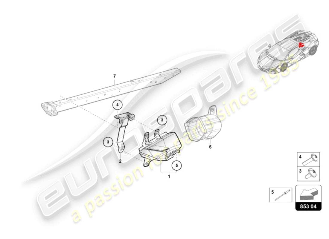 lamborghini revuelto coupe (2024) plaque de recouvrement pour longeron latéral schéma des pièces