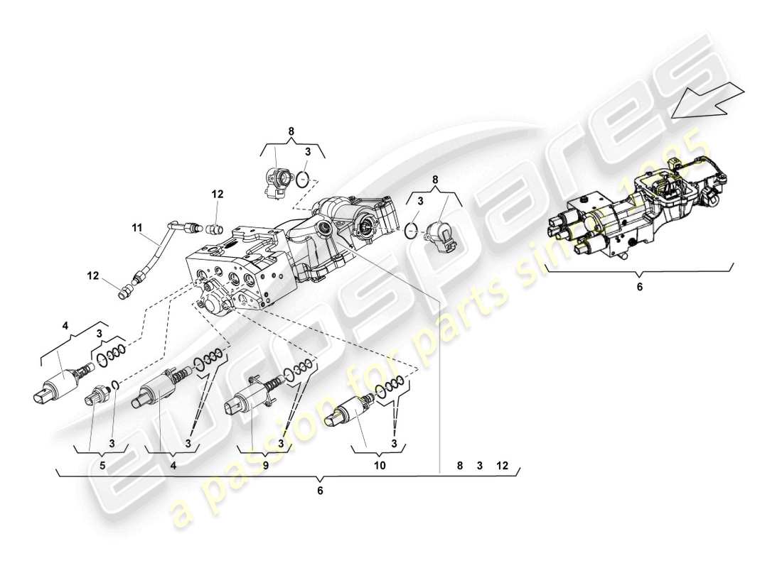 lamborghini lp550-2 spyder (2010) unité de vanne schéma des pièces