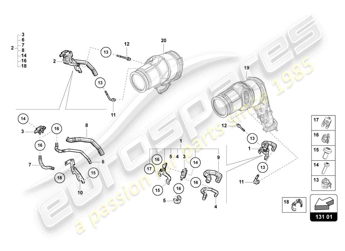 lamborghini urus (2021) ligne de commande avec transmetteur de différence de pression opf schéma des pièces