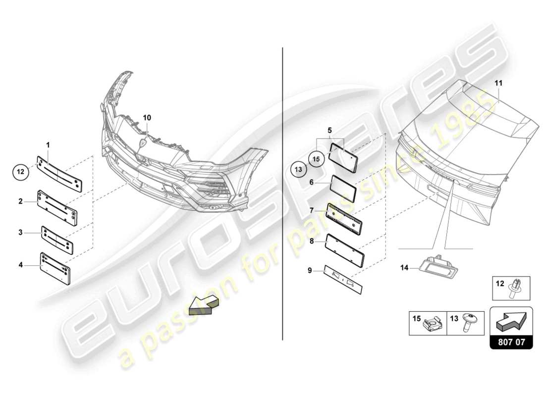 lamborghini urus (2020) support de plaque d'immatriculation